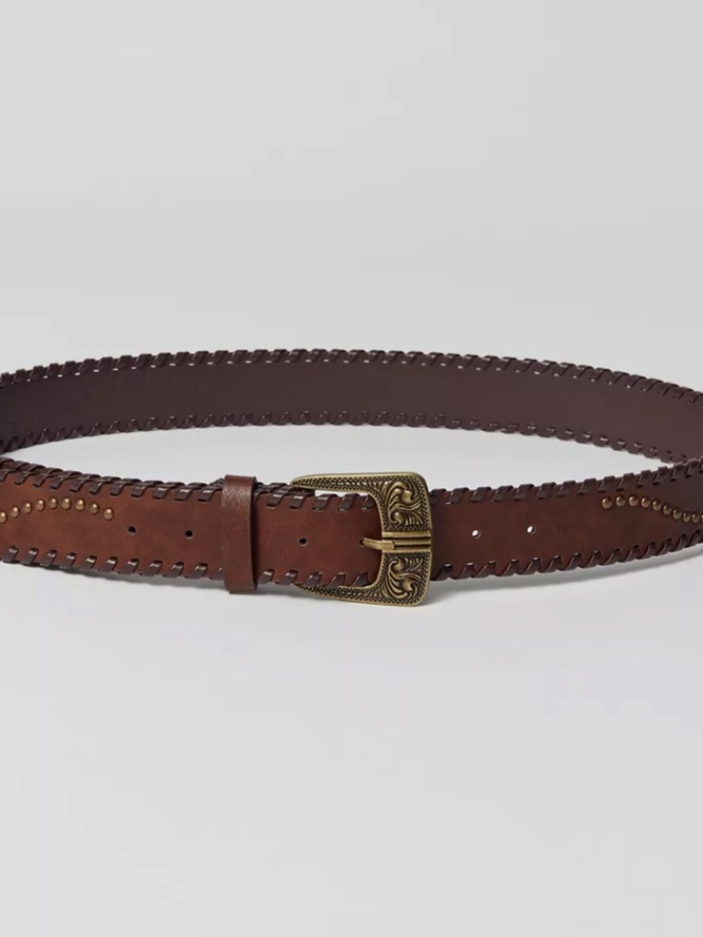 Urban Outfitters Brown Western Whipstitch Belt Leather Cowboy Size S/M NEW